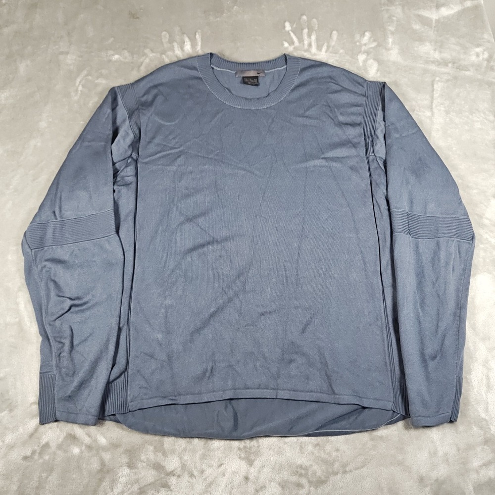 Vintage Nike Sweater Mens XL Gray Knit Ribbed Dri‎ Fit Pullover Stretch 90s Y2K